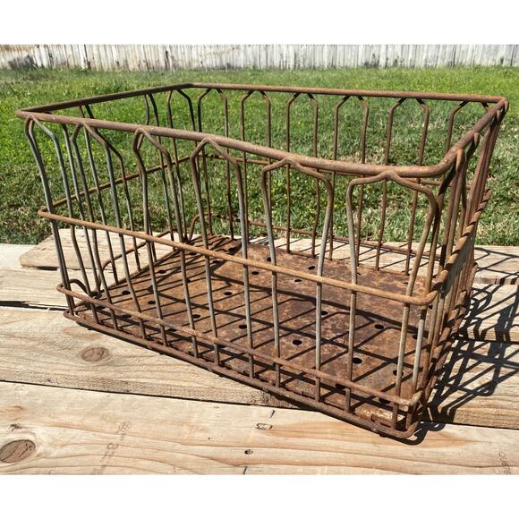 Vintage 1962 Shamrock Dairy Arizona Metal Wire Galvanized Storage Milk Crate 37B - Picture 3 of 5